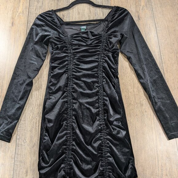 Whimsigoth Velvet Tunic Dress Womens Small Black Ruched Wild Fable Stretch NWT - Picture 1 of 12